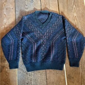 Wool sweater. Pink, green and blue